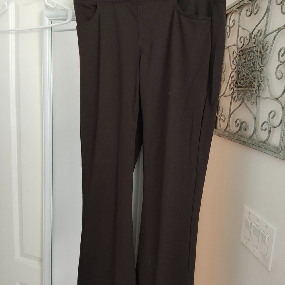 LEE NATURAL FIT WOMEN 15 MEDIUM 'YOU ARE GORGEOUS' BROWN PULL ON PANTS